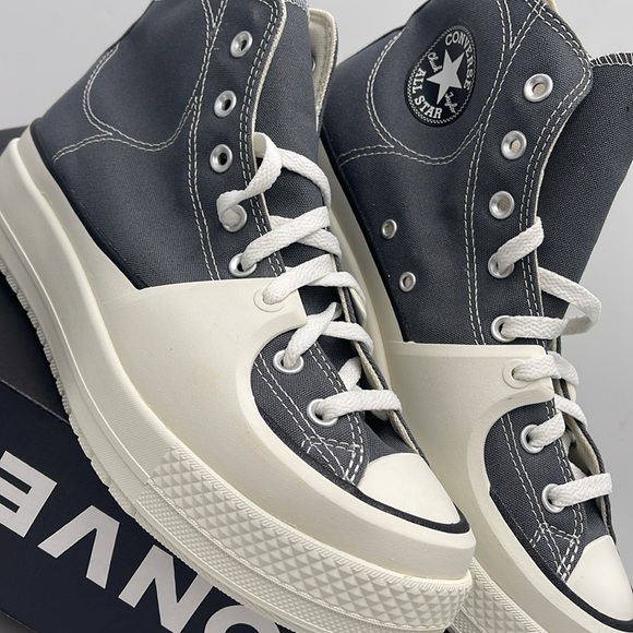 Converse Men’s A05116C CTAS CONSTRUCT HI CYBER GREY/VINTAGE WHITE/EGRET Platform - Picture 6 of 16